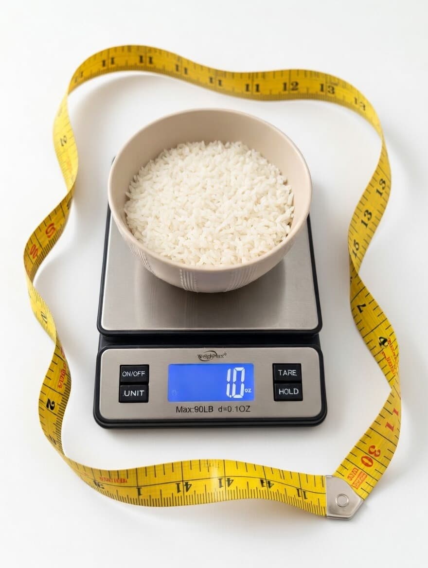 Precision nutrition tracking — food scale and measuring tape